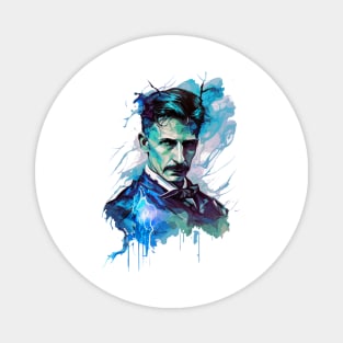 NIKOLA TESLA WATER COLOR PORTRAIT Magnet